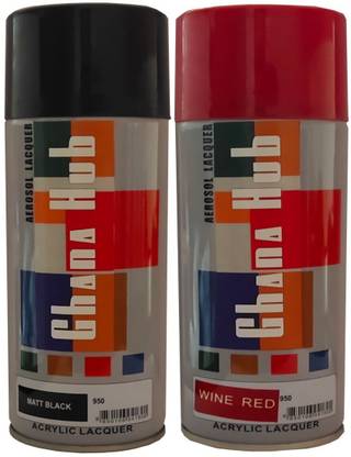 GHANA HUB PREMIUM CUBE DOUBLE MATT BLACK AND WINE RED Multicolor Spray Paint 900 ml