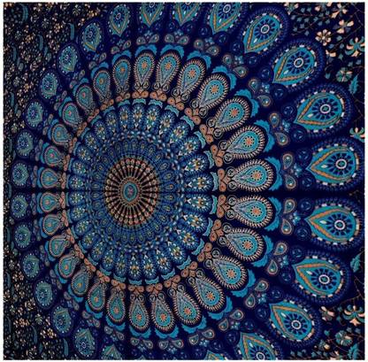 Art World Blue Twin Mandala Tapestry Wall Hanging Indian Cotton Tapestries Bedspread Picnic Beach Throw Blanket Wall Art Hippie Tapestry Bed Cover (Blue, Twin) Blue Twin Mandala Tapestry Tapestry