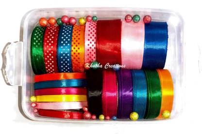 खुशा क्रिएशन्स Satin Ribbon Box / Satin Ribbon kit For Gifting , Scrapbooking ,Gift Wrapping, Greeting Card making , Poster Designing ,DIY / Craft Material kit / DIY Material kit / Craft Hobby