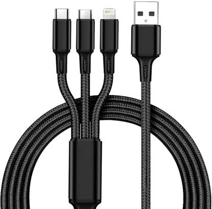 E TRADE Micro USB Cable 1.2 m Multi Charging Cable 3 in 1 Nylon Braided Multiple USB Charging Cord Type C/Micro USB Connector Compatible with Android, Tablets, iOS and More