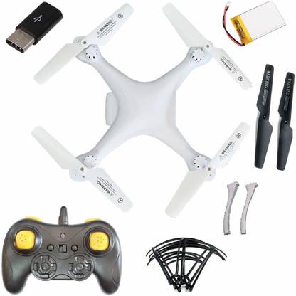 VRinfi Remote Control Drone Without Camera with Altitude Hold - Shiny White Colour with Green and Blue Light Drone