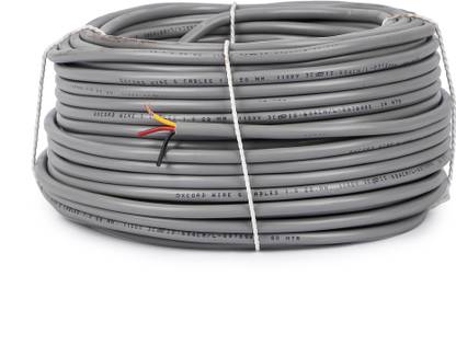Oxcord 3 core round copper wires and cables 1mm for domestic and industrial electric connections ( 45 Metres ) 1 sq/mm Black 45 m Wire