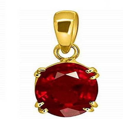 RATAN BAZAAR Ruby Pendant Natural Manik Stone 6.00 carat Stone unheated & untreated Certified for unisex Gold-plated Ruby Stone Pendant