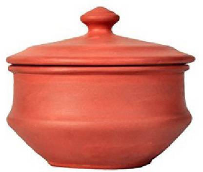 vsudhev Handcrafted Clay Dahi Handi with Lid Curd Pot, 500 ML Handi 0.5 L with Lid