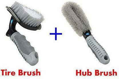 nikavi Car Motorcycle Wheel Tire Brush + Hub Clean Brush Cleaning Tool Kit,Set of 2 Vehicle Tool Kit