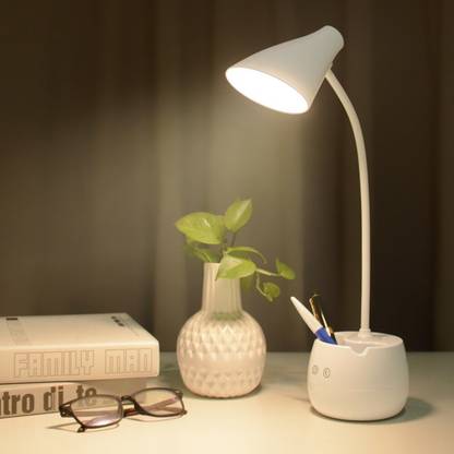 FIRSTLIKE Long Arm Study Desk Light with 3 Shades Touch Control Light Advanced Pen and Mobile Holder Design Study Lamp