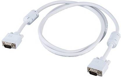 TERABYTE  TV-out Cable 1.5m White VGA Cable 15 Pins PC Computer TFT Monitor Extension Cable 1 m VGA Cable (Compatible with LCD Monitor, Computer, Laptop, White, One Cable)