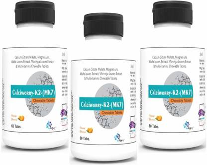 nw noworry K2 MK7 D3 Magnesium Zinc Copper Calcium Supplement with Alfalfa and Moringa Leaves