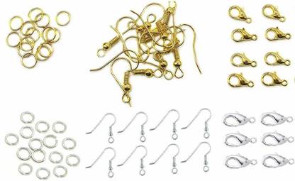 Crafto Jewellery Making Most Essentials Acessories-Lobster Clasps Claw Earring Hooks & Jump Ring in Golden & Silver