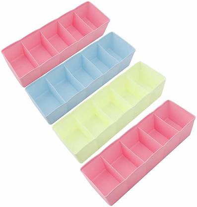 LEAWALL 5-Compartments Socks/Handkerchief/Underwear Storage Box Socks Drawer Closet Organizer - SET OF 4 Drawer Divider