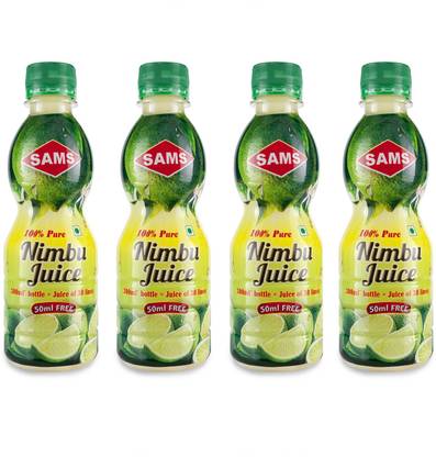 sams Nimbu Juice 300ml Fresh and Healthy Real lemon Fruit Highly Concentrated Good as home made nimboo juice Rich in Vitamin C Highly recommended in Summer to hydrate and Rejuvenate, Pack of 4