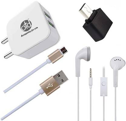 OTD Wall Charger Accessory Combo for Lava Iris Atom 3, Lava Iris Atom X, Lava Iris Fuel 50, Lava Iris Fuel 60