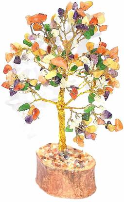 Rudram Crystal Multicolour Fortune Tree for Good Luck Wealth and Prosperity Happiness Decoration Decorative Showpiece  -  24 cm