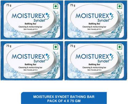 Moisturex syndet bathing bar - Dermatologist recommended moisturizing soap(pack of 4)75g