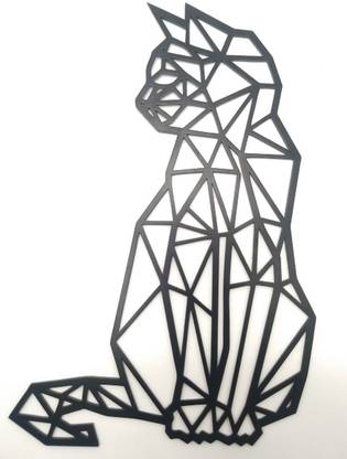 The Metal Artisan Home Décor Cat Wall Art | for Living Room (Black Colour)