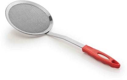 Elephant Kichenware Large(14 cm Diameter) SS Jara Frying Strainer, Mesh Skimmer, Professional Grade Handle Skimmer Spoon/Ladle for Spaetzle/Pasta/Chips Sieve, Snack Fryer Strainer Strainer Strainer