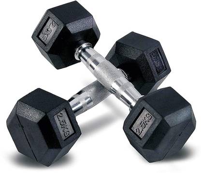 Konark Rubber Coated Hex Professional Exercise Hexa Dumbbells 2.5KG (Pack of 2) Fixed Weight Dumbbell