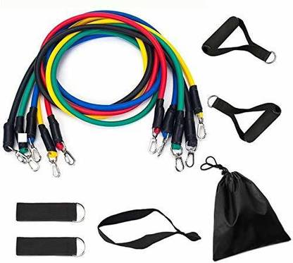 ISF Exercise Resistance Band with Handle -Workout Bands Stackable up to 110 lbs Resistance Tube