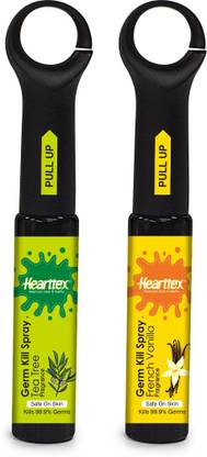 Hearttex Combo of 2 Germ Kill Spray, , Safe on Skin, Safe on Surfaces, MultiFlavour HT1034, 40 ml Sanitizer Spray Bottle