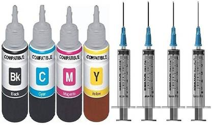 Ang Refill ink For Hp 682 cartridge With Syringe Compatible With HP Deskjet Ink Advantage 2300 All-in-One, DeskJet Ink Advantage 2700 All-in-One Printer, DeskJet Ink Advantage 4100 All-in-One Printer Multi Color Ink 100ML Each Bottle Black + Tri Color Combo Pack Ink Cartridge