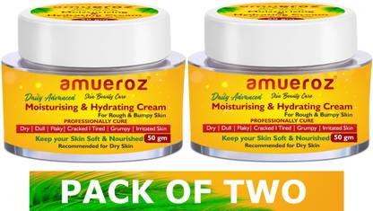 Amueroz Moisturising and Hydrating Cream – PACK OF TWO for Rough & Bumpy skin | Face, Neck and Decollete | Skin soft & Nourished | Dry | Dull | Flaky | Cracked