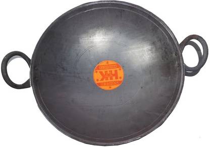 Super HK Small Iron/Loha/Lokhand Black Kadhai for Tadka/Frying/Cooking Kadhai 20.32 cm diameter 1 L capacity