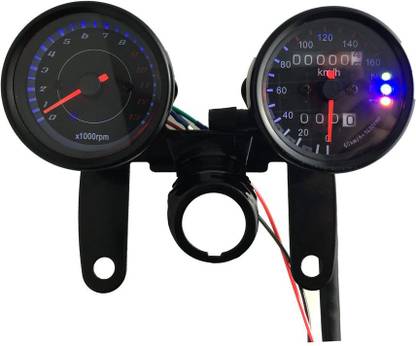 VD BULLET Universal Motorcycle LED Dual Odometer Speedometer Tachometer Speedo twin Meter Analog Speedometer