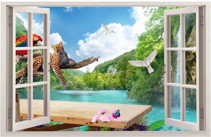 All Your Design 10 cm 3D Wall Window PVC Vinyl Decorative Wall Stickers Self Adhesive Sticker