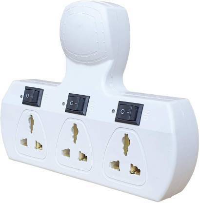 U-SERIES Universal 3 point plug socket extension board for multi use with out wire with 3 pin plug white color 3 Socket Extension Boards 3  Socket Extension Boards