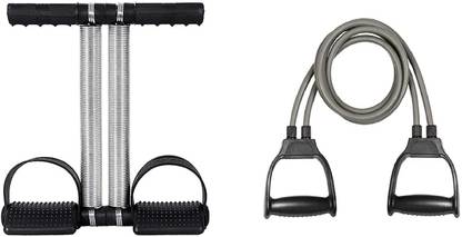 RIO PORT Spring Combo Detachable Double Tube Resistance Band Rope Stretching Tubes Ab Exerciser