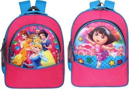 bayo Dora & princess Pink Combo 2 piece 30 Liter 16 ×12 inch Pre-School 31cm For Nursery (LKG/UKG/1st std) Girls School Bag Waterproof School Bag