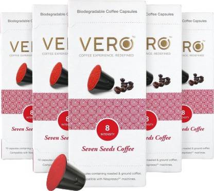 VERO Seven Seeds' Coffee Capsules, Intensity 8 of 12, Nespresso Compatible Coffee Capsules Pods, Each Pack Include 10 Coffee Capsules Pods, 5 Packs + 1... Instant Coffee
