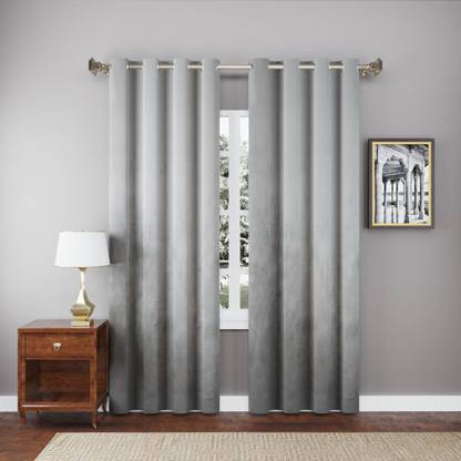 Dashing Fabrics 152.4 cm (5 ft) Velvet Blackout Window Curtain (Pack Of 2)