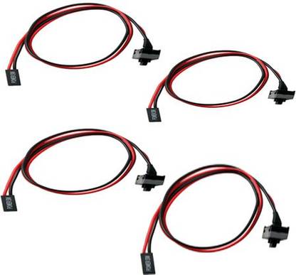 CUDU Power Cord 0.45 m 4 Pack 2 Pin SW PC Case Power Cable on/Off Push Button ATX Computer Switch Wire- 18 inch