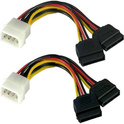 Fexy Power Sharing Cable 0.15 m 6 inch 4-Pin Molex to Dual SATA Power Y- Cable Adapter