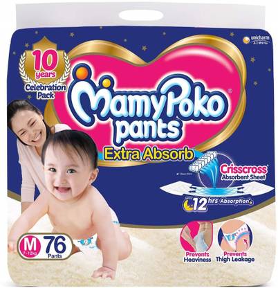 MamyPoko Extra Absorb Diaper, Medium (Pack of 76) - M