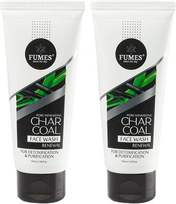 Fumes Activated Charcoal Pore Minimizing & Deep Cleansing  with Bamboo Charcoal and Wild Rose Extract Face Wash