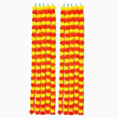 TWINKLE 10 Artificial Marigold Garlands for Office, Home, Diwali, Navratri Decoration Pack of 10 Yellow & Orange Plastic Garland Garland (Orange, Yellow) Garland