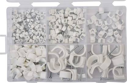 GSK Cut Nail Circle Cable Clips Set (White, 250-Pieces) Hose Clamps