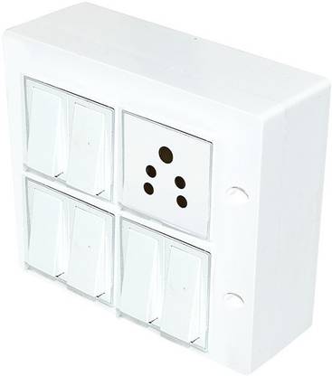 MARSHLAND White Assamble power socket board With Six Switch 2 Meter Cable ( Wire) Pack of 1 Plastic Light Socket