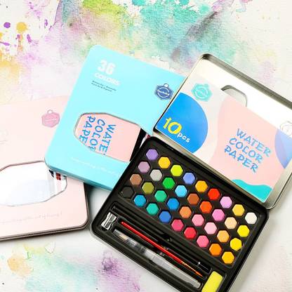 ARTTWALA KEEP SMILING WATERCOLOR SET FOR ARTISTS SET OF 36 SHADES (MULTICOLOR)