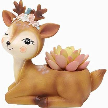 Beebom Craft Handcrafted Resin Deer Succulent Planter Pots Flower Pot Creative Animal Home and Garden Decor MD-001(Plant Not Included) Plant Container Set