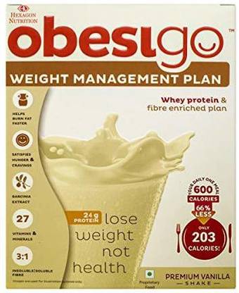 Obesigo Meal Replacement and Weight Management Plan - Box of 7 Sachets - Vanilla Flavor- Whey Protein