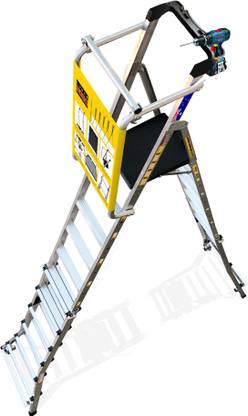 EURO Eu_ro Gorilla Lunar Cage Series 7 to 11 ft - Australian Excellence - Height Adjustable - Safety Cage - 4 sided lockable wheels - Extra Wide Platform - Quick locks - Tool Tray Aluminium Ladder