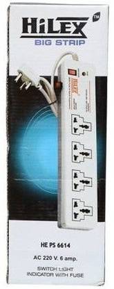 HiLEX Hilex 4 Way Electric Spike Buster Fuse Protection + 1 Button With LED Signal Power Extension Board 4  Socket Extension Boards