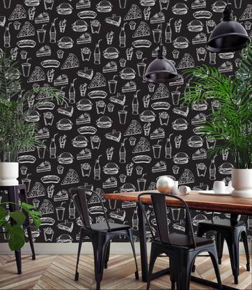 DWELLSINDIA Cuisine Black, White Wallpaper
