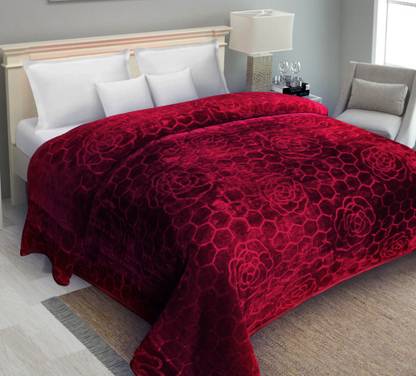 IWS Self Design Double Mink Blanket for  Mild Winter