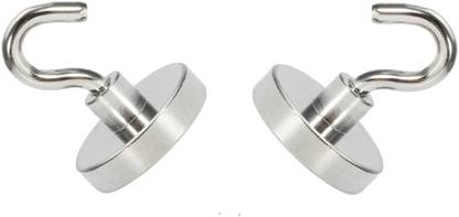 ALEAF 2 Pieces of 25mm Strong Magnetic Hooks - Neodymium Magnetic Hooks for Multi-Purpose Hanging - Heavy Duty Magnets 20 Lbs Hook 1