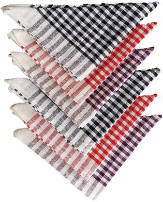 Stylewell (Pack Of 6 Pcs) Chapati/Roti/Fulka Cotton (44 CM x 45 CM Size) Multicolor Checked Printed Pattern Multipurpose Kitchen Cleaning Duster Table Wipe Napkin Dish Towel Cloth Checkered Roti Square Disk Cover