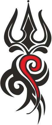 surmul Spiritual Om Trishul Red Black Temporary waterproof tattoos For Men & Women